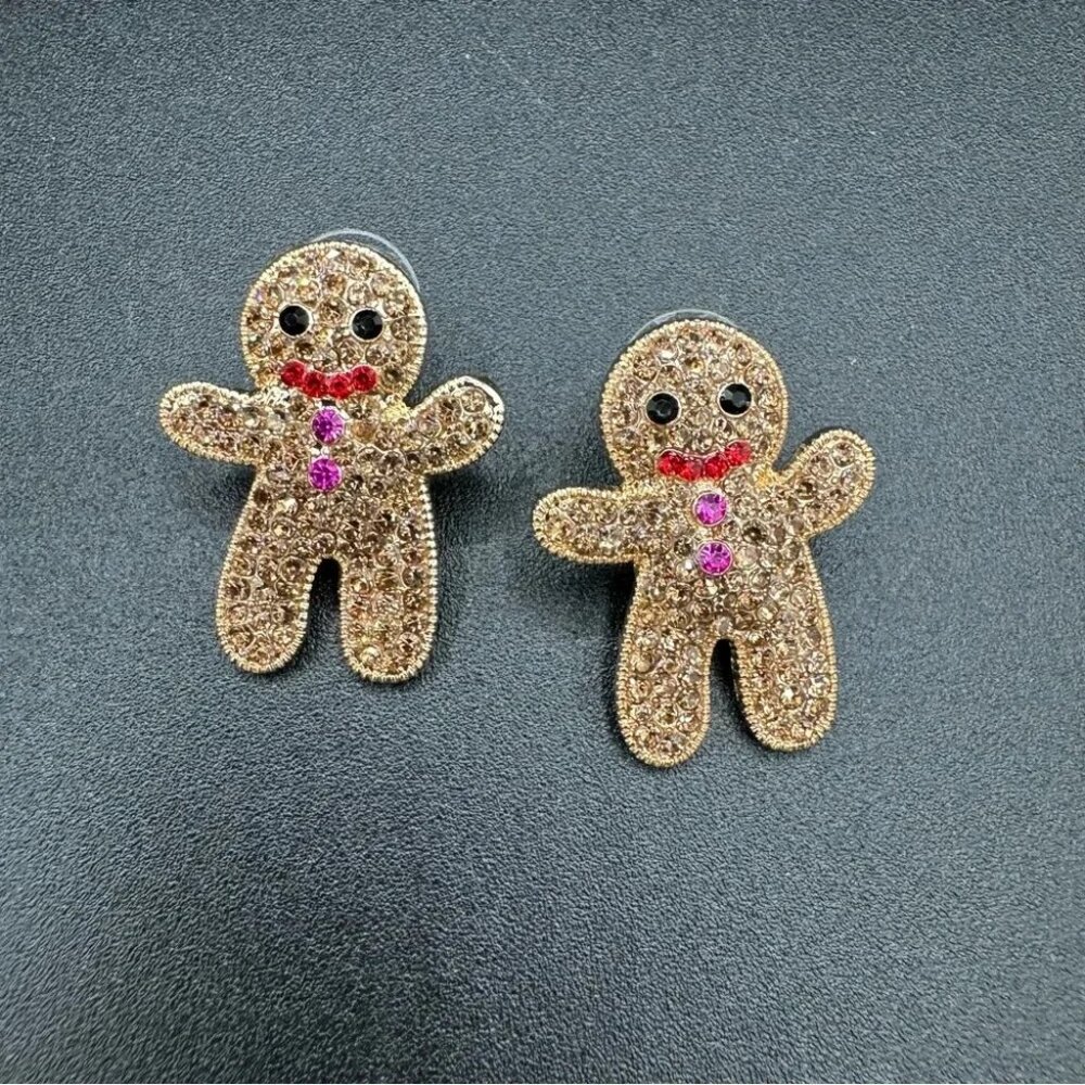 Adorable Gingerbread Festive Christmas Earrings Pierced